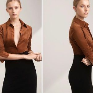 2 Babaton Cognac and Black Vineet Vegan Suede Tops 🤍